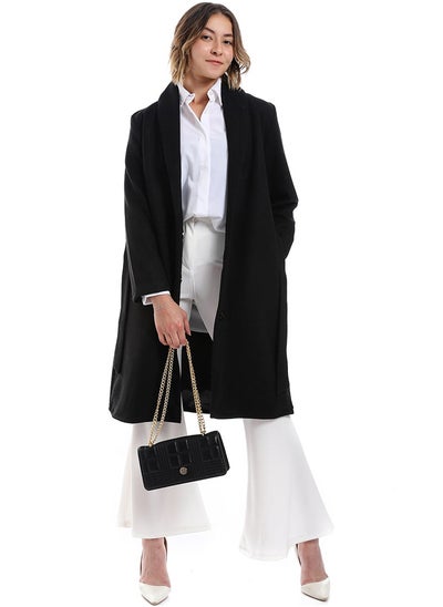 Buy Shawl Lapel Collar Belted Coat _ Black in Egypt