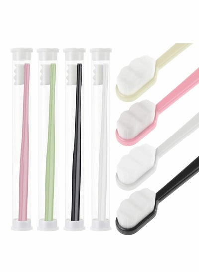 Buy Extra Soft Toothbrush for Sensitive Gums with 20000 Soft Floss Bristle for Pregnant Women, Elderly, Adult, Kid, Braces and Gum Recessions (Black, White, Green, Pink) in UAE