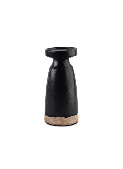 Buy Elite Terracotta Pillar Candle Holder 11X11X24Cm - Black in UAE