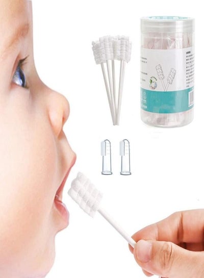 Buy Baby Toothbrush, Baby Finger Toothbrush, 30pcs Disposable Tongue Cleaner Soft Gauze Toothbrush Infant Oral Cleaning Stick Care for 0-36 Months Baby in Saudi Arabia