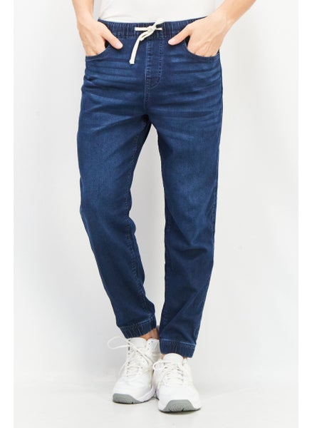 Buy Men Drawstring Pull On Jogger Style Jeans, Blue in Saudi Arabia