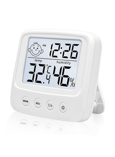 اشتري Indoor Thermometer,Digital Hygrometer,Room Thermometer With Air Comfort Icon, High-Precision Temperature And Humidity Monitor With Backlight Are Applicable To Families Offices Baby Rooms White في السعودية