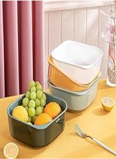 Buy Kitchen Double Layer Fruit and Vegetable Wash and Dry Filter Vegetable Basket Household Plastic Filter Vegetable Basket (Small, Green) in Egypt