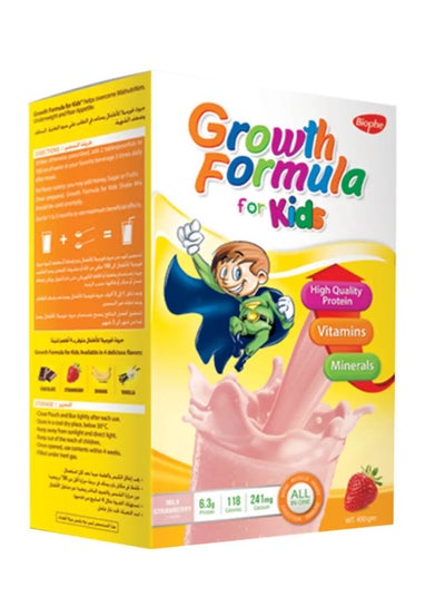 اشتري جروث فورميلا للاطفال مكمل غذائى متكامل و متوازن – 6.3 جرام بروتين - يساعد الاطفال على النمو بشكل صحى و تعويض نقص التغذية من سن 1 – 12 سنة  - بطعم الفراولة - 400جم في مصر