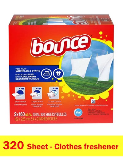 Buy Dryer Sheets And Fabric Freshener Softener Toss Away Wrinkles & Static 320 Sheet in UAE