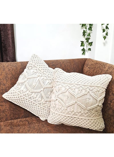 Buy Macrame Throw Pillow Cushion Covers Set of 2 Decorative Pillowcase 43x43 cm in Egypt