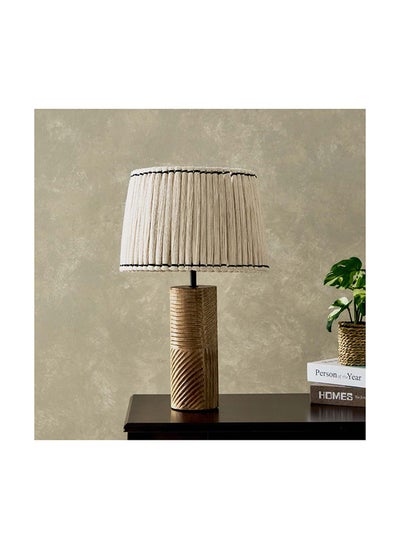 Buy Kengston Table Lamp with Cylindrical Wooden Base and Drum Shade 31 x 53 x 31 cm in Saudi Arabia