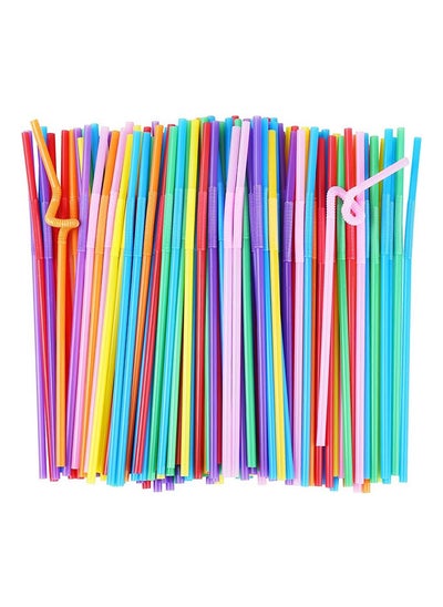 Buy Extra Long Disposable Flexible Plastic Drinking Straws - Pack Of 200 in Egypt