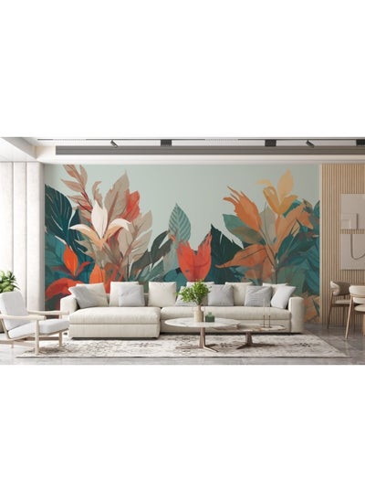 Buy Botanical Wall Mural Tropical Fabric Wallpaper Covers An Area ​​Up To 4.2Mx3M With Adhesive And Smoothing Tool in Egypt