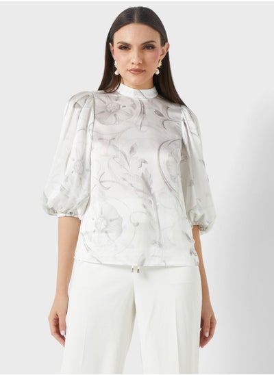 Buy High Neck Ballon Sleeve Top in UAE