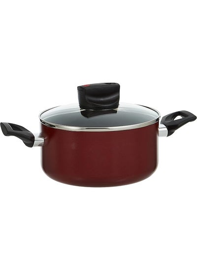 Buy 20 Cm Casserole With Lid Non Stick Induction Base Aluminum Red in Saudi Arabia