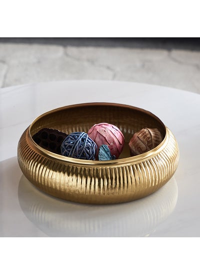 اشتري Aristo Ribbed Metal Decorative Bowl 30 x 8.5 x 30 cm في الامارات