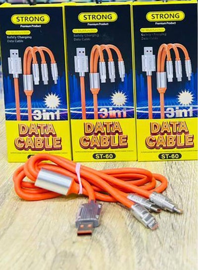 Buy 3 in 1 Fast Charging Cable For Micro + Lightning + Type-C 2.4A in Egypt