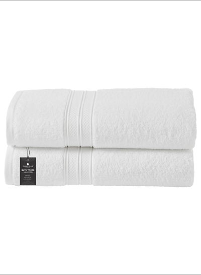 Buy Premium 100 % Combed Cotton 2-Pcs Bath Towel Set (70 X 140 CM) 600 GSM Large Towel, Highly Absorbent, Quick Dry,Best Towel for Bathroom, Spa And Hotel,White in Saudi Arabia