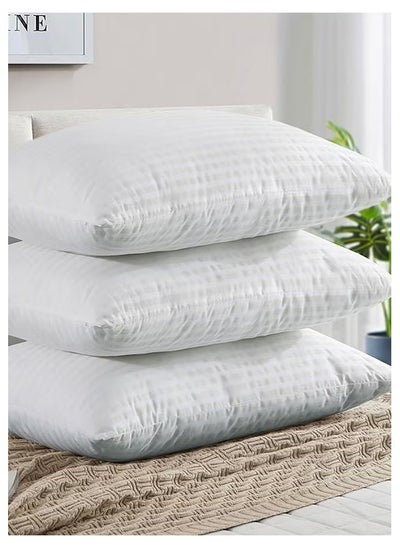 Buy 3- White cotton bed pillow for sleeping, 50x75 cm - white in Saudi Arabia