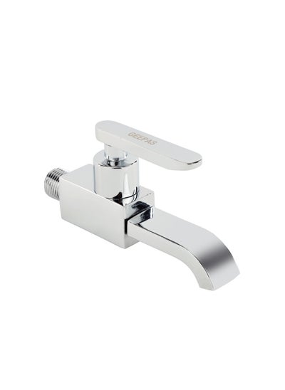 اشتري Geepas Wall Mounted Tap- GSW61143, Single Hole Wall Mounted Tap for Bathroom and Lavatory, High-Quality Brass Material in Chrome Color, Durable Quarter Turn Ceramic Cartridge, Leak-Proof, Solid Lever في الامارات