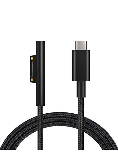اشتري Nylon Braided Surface Connect to USB C Charging Cable, Compatible with Microsoft Surface Pro 7/6/5/4/3 Go3/2/1 Laptop4/3/2/1, Must work with 45W 15V3A USB-C Charger (Black, 6ft) في السعودية