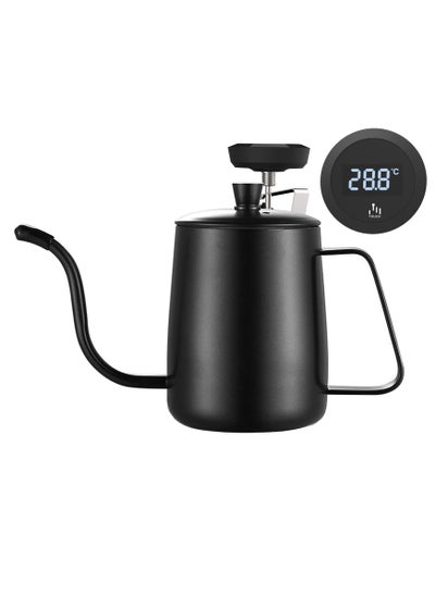 Buy 2-Pack 600ML Stainless Steel Hand Drip Pour Over Gooseneck Tea Pot/Kettle and LED Coffee Thermometer for Coffee, Tea and Milk Black in Saudi Arabia