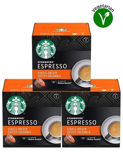 Buy Dolce Gusto Espresso Single Origin Coffee Colombia 12 Pods 66g Pack Of 3 in UAE