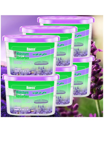 Buy Rness Moisture Absorber Moldproof Deodorizing Desiccant Dehumidifier Boxes Lavender Aroma Humidity Absorber for Bathroom Closet Wardrobe Kitchen 6 Pack,10oz,600ml, Lavender in UAE