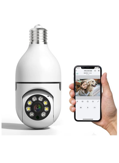 Buy Light Bulb Security Camera, E27 Wireless WiFi Outdoor Security Camera, 1080P 2.4GHz WiFi Smart Home Surveillance Cam 355 Degree with Two-Way Audio, Night Vision, Motion Detection, Work with Alexa in UAE