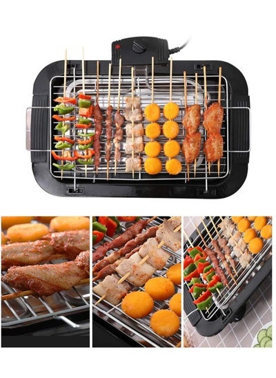 Buy Smokeless Indoor/Outdoor Electric Grill Portable Tabletop Grill Kitchen BBQ Grills Adjustable Temperature Control,Removable Water Filled Drip Tray,2000W,Black（EU Plug） in UAE