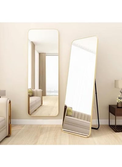 Buy Full Length Mirror 155X45Cm, Floor Mirrors With Aluminum Alloy Frame Free-Standing Leaning Large Bedroom Dressing Mirror, Full Body Mirror With Stand For Living Room,Bedroom, Gold in Saudi Arabia