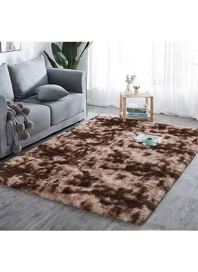 اشتري COMFY SOFT & FLUFFY ANTI SKID CARPET LIVING/BEDROOM 160 X 210 CM BROWN TIE & DYE في الامارات