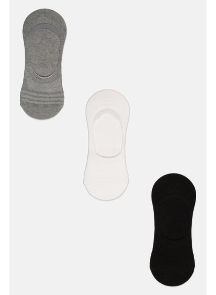 اشتري Men 3 Pair Textured Socks, Black/Grey/White في الامارات