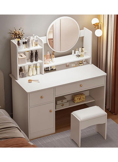 اشتري Vanity Set, Makeup Vanity Desk with Lighted Mirror, Make Up Tables for Women, Dressing Table with 4 Drawers and 1 Locker, Makeup Table with Round Mirror في الامارات