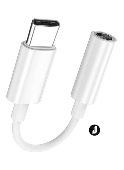 Buy "Type C to 3.5mm Headphone Jack Adapter – White, High-Quality Audio Conversion" in UAE