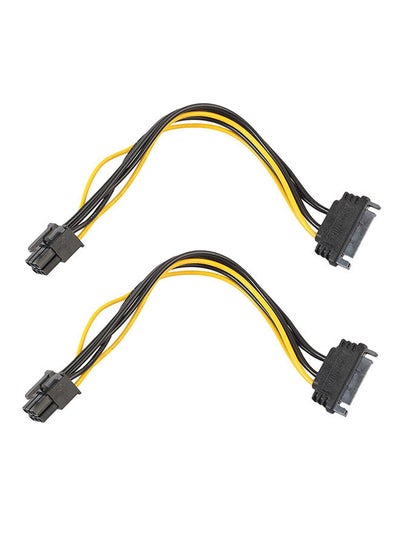 Buy 2-Piece 15 Pin SATA To 6 PCI-e PCI Express Adapter Cable For Video Card Black in UAE