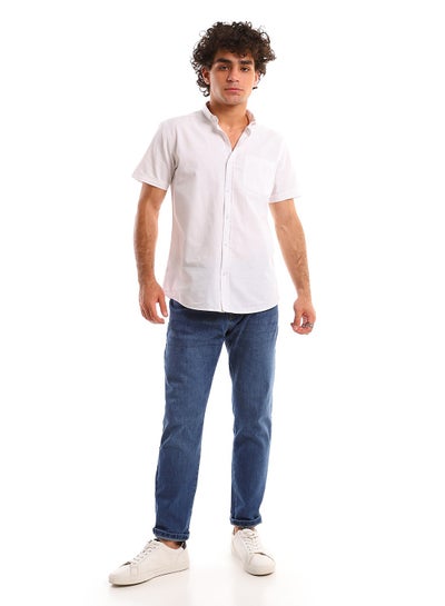 Buy White Short Sleeves Shirt With Classic Collar in Egypt