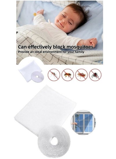 Buy Self-adhesive Window Screen Anti Mosquito Net Adjustable DIY Fly Mesh Insect Netting Bug Bee Protector With Sticky Tape for most Windows 100X150cm in Egypt