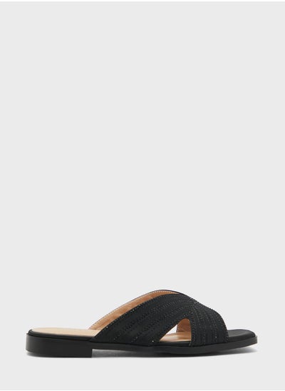 اشتري Diamante Stitch Cutout Flat Sandal في الامارات