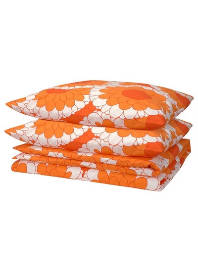 Buy Duvet Cover And 2 Pillowcases Orange 240X220 And 50X80 Cm in Saudi Arabia