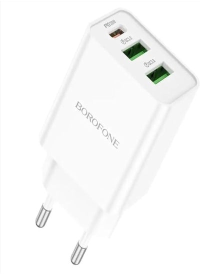 Buy Borofone BA70A Quick Three-Port PD20W(1C2A) Charger Set, White in Egypt