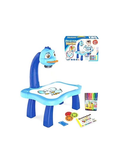 Buy Child Learning Desk with Smart Projector, Kids Educational Painting Table with Light Music Children Projection Drawing Playset Table, Birthday Gift for Kids Boys Girls (A-Blue, One Size) in UAE