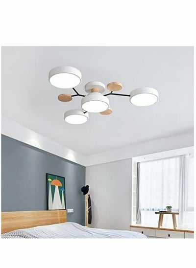 Buy LED Ceiling Light Fixture 26 Inch 4Lights Modern lighting Ceiling Lamp Flush Mount Wooden 32W Dimmable Chandelier for Living Room Bedroom Kitchen in Saudi Arabia