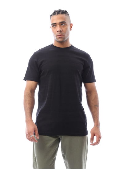 اشتري Round Neck Slip On Casual Black Tee في مصر