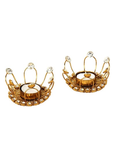 Buy Puja Patra Diyas, Gold & Clear - Set of 2 in UAE