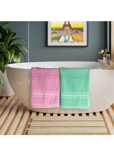 Buy 4 Piece Bathroom Towel Set Sir Henry 450 Gsm 100% Cotton Terry 2 Bath Towel 70X140 Cm & 2 Hand Towel 50x90 cm Assorted Color Soft Feel Super Absorbent in UAE