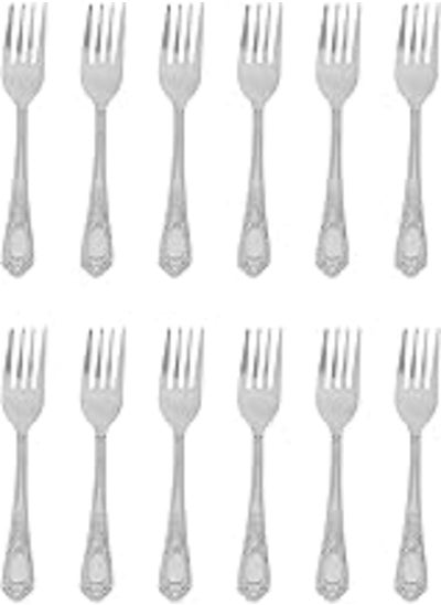 Buy Stainless Steel Small Fork Set 12 Pieces Silver in Egypt