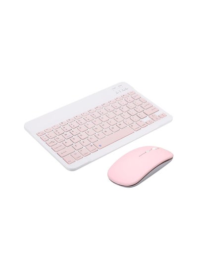 Buy Portable BT Keyboard Mouse Combo 78 Keys Rechargeable Mini Keyboard 3-gear DPI Adjustable Mouse Wide Compatibility Pink in UAE