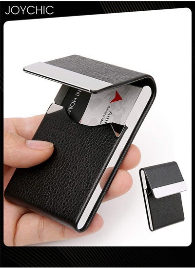 Buy PU Business Card Holder Case Luxury Metal Name Card Holder with Magnetic Shut Wallet Credit Card ID Case for Men Women in Saudi Arabia