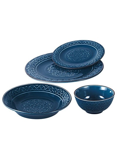 Buy 16-Piece Porcelain Dinnerware Set Dark Blue in Saudi Arabia