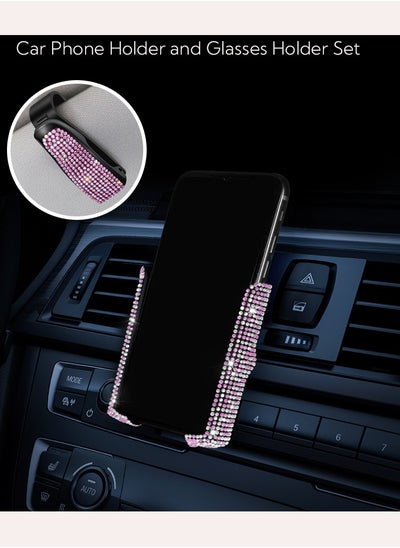 Buy Car Phone Holder and Glasses Holder Set Pink in UAE