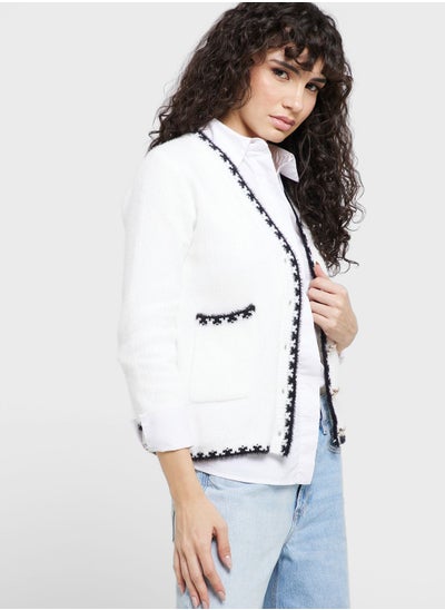 Buy Contrast Trim Detail Cardigan in Saudi Arabia