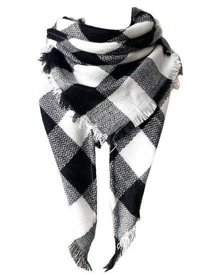 Buy Wander Agio Womens Warm Scarf Triangle Shawls Large Scarves Stripe Small Plaid Fichu Black White 35 in UAE