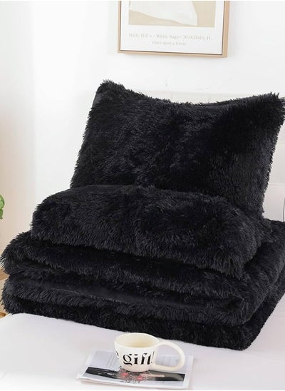 اشتري COMFY SOFT & FLUFFY FAUX FUR 6 PC COMFORTER SET KING SIZE BLACK في الامارات